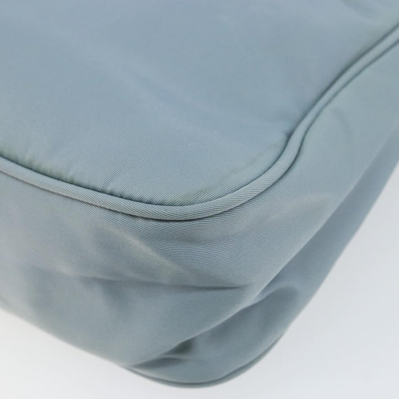 PRADA Hand Bag Nylon Light Blue Silver Auth 145937