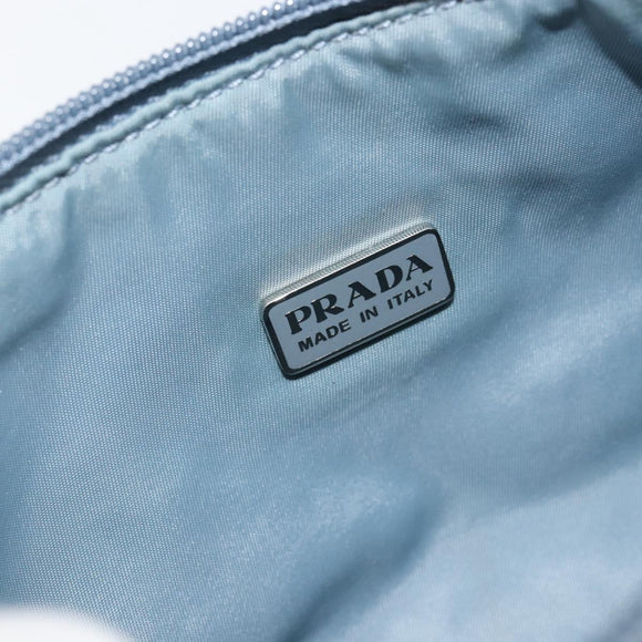 PRADA Hand Bag Nylon Light Blue Silver Auth 145937