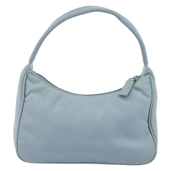 PRADA Hand Bag Nylon Light Blue Silver Auth 145937