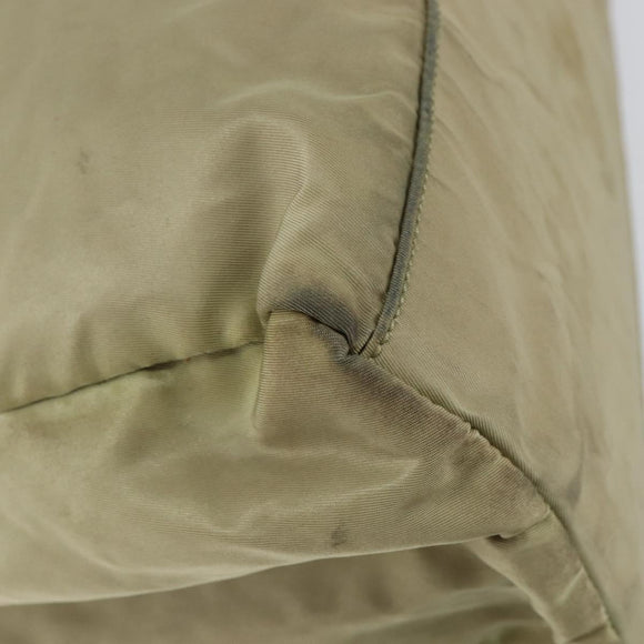 PRADA Tote Bag Nylon Beige Silver Auth 145938