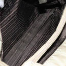 PRADA Tote Bag Nylon Beige Silver Auth 145938-17