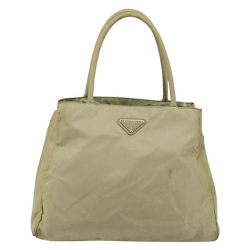 PRADA Tote Bag Nylon Beige Silver Auth 145938 - 0