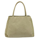 PRADA Tote Bag Nylon Beige Silver Auth 145938-2