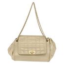 CHANEL Choco Bar Chain Shoulder Bag Leather Gold CC Auth 145942-13