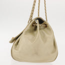 CHANEL Choco Bar Chain Shoulder Bag Leather Gold CC Auth 145942-3