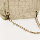 CHANEL Choco Bar Chain Shoulder Bag Leather Gold CC Auth 145942-6