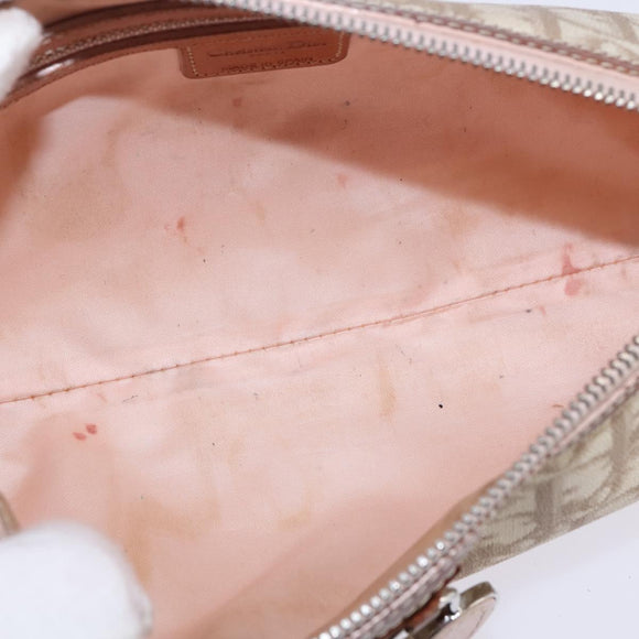 Christian Dior Trotter Canvas Romantic Shoulder Bag PVC Beige Silver Auth 145944