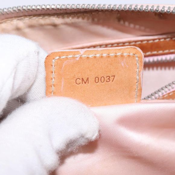 Christian Dior Trotter Canvas Romantic Shoulder Bag PVC Beige Silver Auth 145944