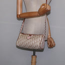 Christian Dior Trotter Canvas Romantic Shoulder Bag PVC Beige Silver Auth 145944-22