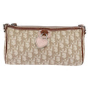 Christian Dior Trotter Canvas Romantic Shoulder Bag PVC Beige Silver Auth 145944-13