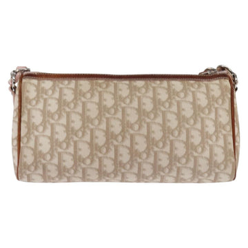 Christian Dior Trotter Canvas Romantic Shoulder Bag PVC Beige Silver Auth 145944 - 0