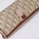 Christian Dior Trotter Canvas Romantic Shoulder Bag PVC Beige Silver Auth 145944-6