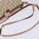 Christian Dior Trotter Canvas Romantic Shoulder Bag PVC Beige Silver Auth 145944-7