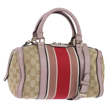 GUCCI GG Canvas Boston Bag 2way Beige Gold 269876 Auth 145953