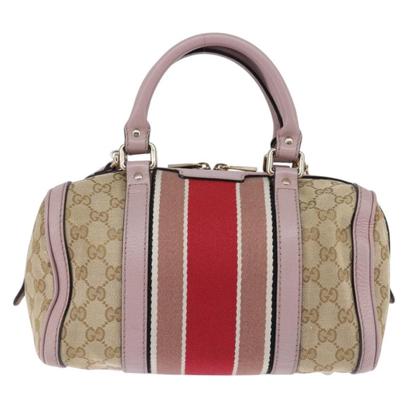 GUCCI GG Canvas Boston Bag 2way Beige Gold 269876 Auth 145953