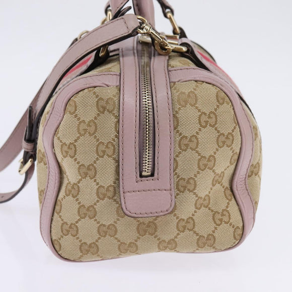 GUCCI GG Canvas Boston Bag 2way Beige Gold 269876 Auth 145953