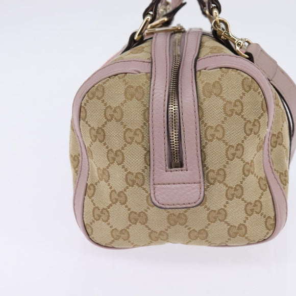 GUCCI GG Canvas Boston Bag 2way Beige Gold 269876 Auth 145953