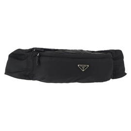 PRADA Waist bag Nylon Black Silver Auth 145954