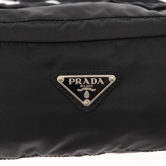PRADA Waist bag Nylon Black Silver Auth 145954
