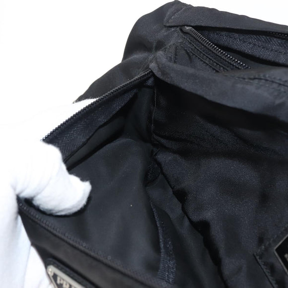 PRADA Waist bag Nylon Black Silver Auth 145954