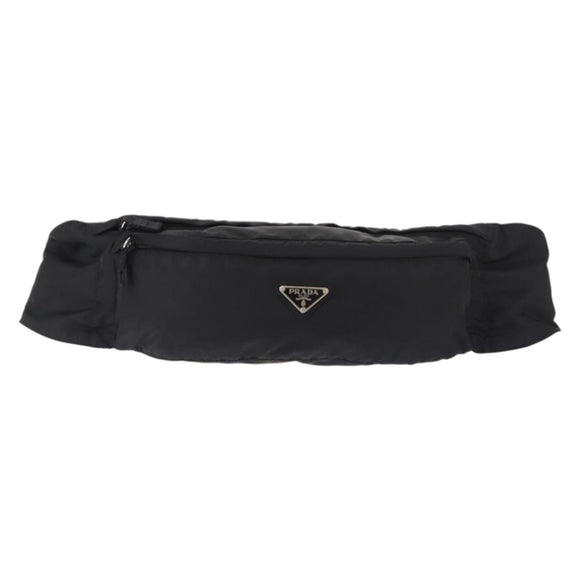 PRADA Waist bag Nylon Black Silver Auth 145954