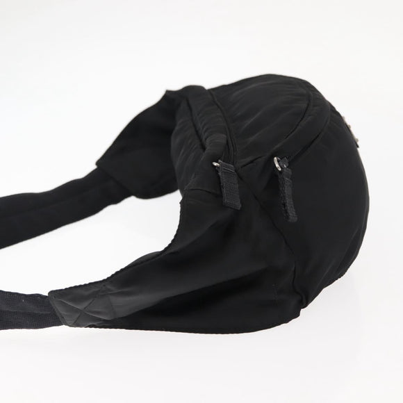 PRADA Waist bag Nylon Black Silver Auth 145954