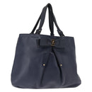 Salvatore Ferragamo Vala Tote Bag Leather Navy Gold Auth 145957-1