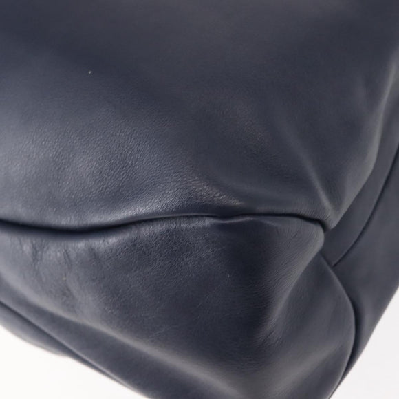 Salvatore Ferragamo Vala Tote Bag Leather Navy Gold Auth 145957