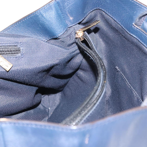 Salvatore Ferragamo Vala Tote Bag Leather Navy Gold Auth 145957