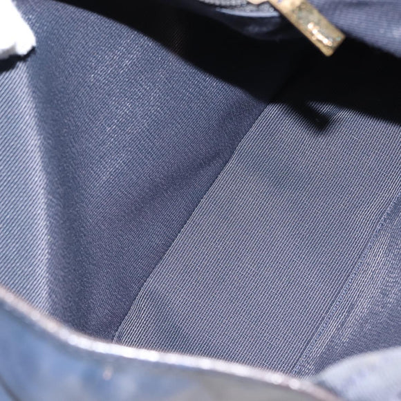 Salvatore Ferragamo Vala Tote Bag Leather Navy Gold Auth 145957