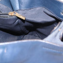 Salvatore Ferragamo Vala Tote Bag Leather Navy Gold Auth 145957-21