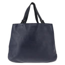 Salvatore Ferragamo Vala Tote Bag Leather Navy Gold Auth 145957-2