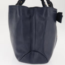 Salvatore Ferragamo Vala Tote Bag Leather Navy Gold Auth 145957-4