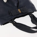 Salvatore Ferragamo Vala Tote Bag Leather Navy Gold Auth 145957-6