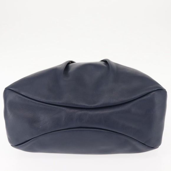 Salvatore Ferragamo Vala Tote Bag Leather Navy Gold Auth 145957