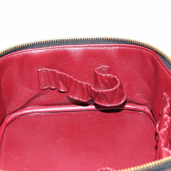 CHANEL Matelasse Vanity Pouch Lamb Skin Black Gold CC Auth 145958