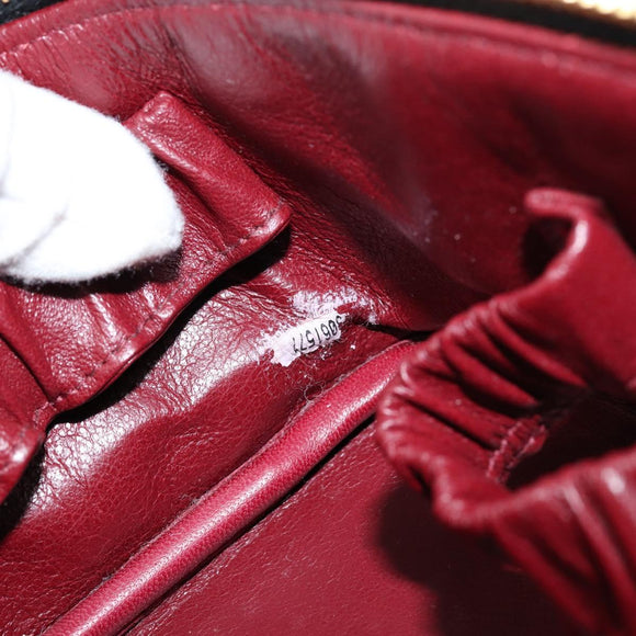 CHANEL Matelasse Vanity Pouch Lamb Skin Black Gold CC Auth 145958