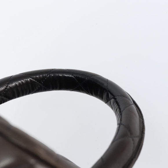 CHANEL Matelasse Vanity Pouch Lamb Skin Black Gold CC Auth 145958