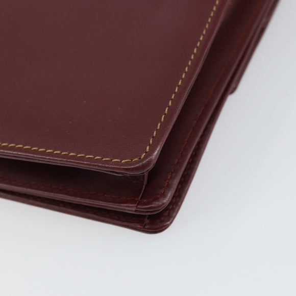 CARTIER Shoulder Bag Leather Bordeaux Gold Auth 145960