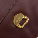 CARTIER Shoulder Bag Leather Bordeaux Gold Auth 145960-15