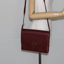 CARTIER Shoulder Bag Leather Bordeaux Gold Auth 145960-22