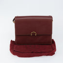 CARTIER Shoulder Bag Leather Bordeaux Gold Auth 145960-23