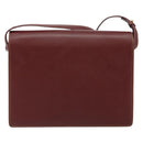 CARTIER Shoulder Bag Leather Bordeaux Gold Auth 145960-3