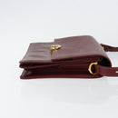 CARTIER Shoulder Bag Leather Bordeaux Gold Auth 145960-4