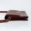 CARTIER Shoulder Bag Leather Bordeaux Gold Auth 145960-5