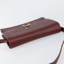 CARTIER Shoulder Bag Leather Bordeaux Gold Auth 145960-6