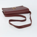 CARTIER Shoulder Bag Leather Bordeaux Gold Auth 145960-7