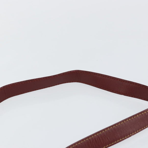 CARTIER Shoulder Bag Leather Bordeaux Gold Auth 145960