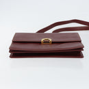 CARTIER Shoulder Bag Leather Bordeaux Gold Auth 145960-9