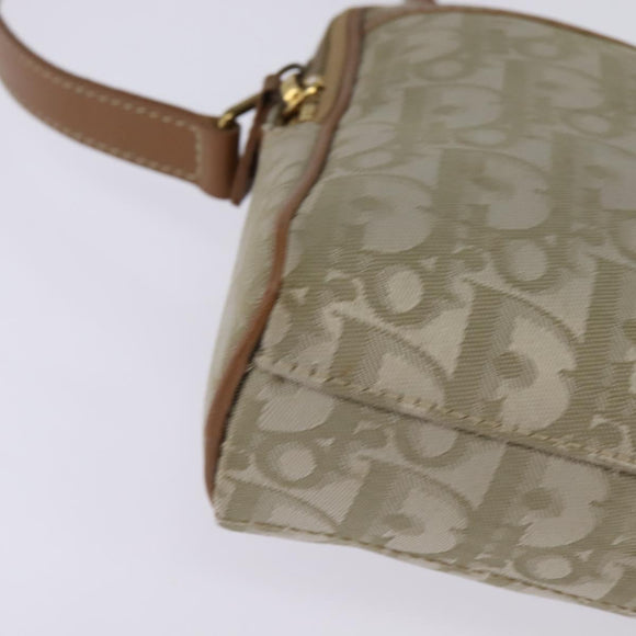 Christian Dior Trotter Canvas Shoulder Bag Gold Beige Auth 145961